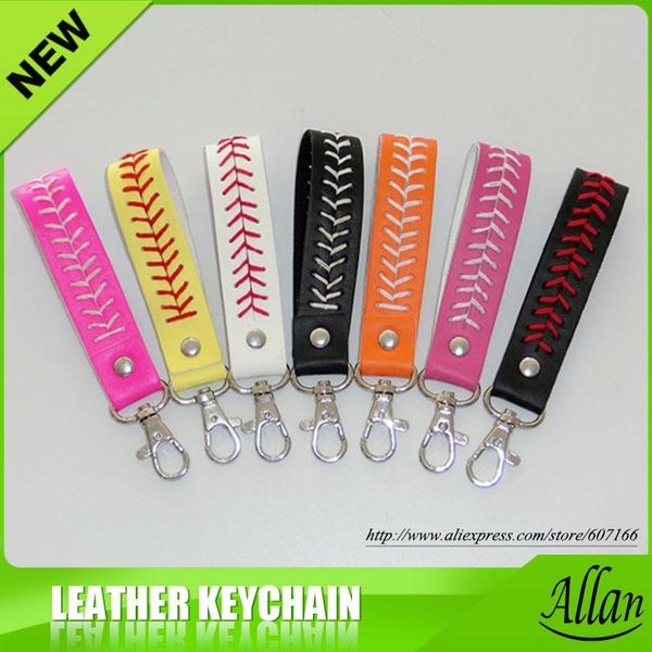 

keychains genuine leather baseball/softball keychain, Silver