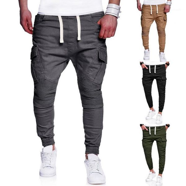

running pants calofe 2021 men sportwear joggers male pleated pockets trousers mens army sweatpants plus size1, Black;blue