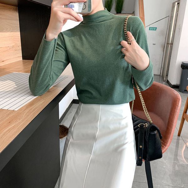 

2020 autumn and new winter cationic thin joker long female turtleneck shirt big size, Black;brown