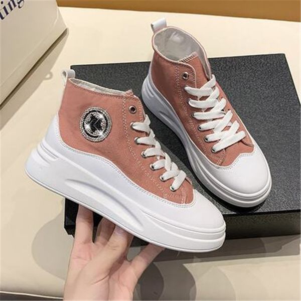 

2021 new stress spring fall fashion breathable canvas thick sweet colors vulcan shoes kkx0, Black;white