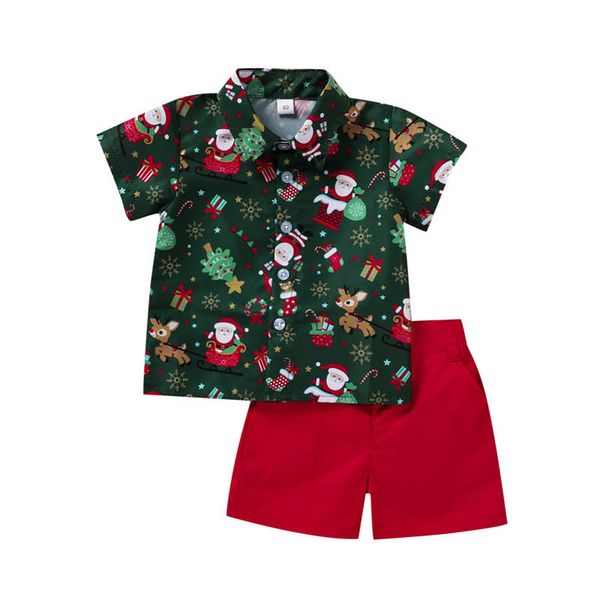 

christmas sets boys suits casual cartoon kids baby clothes short sleeve shirt+shorts 2pcs/set clothing set b2898, White