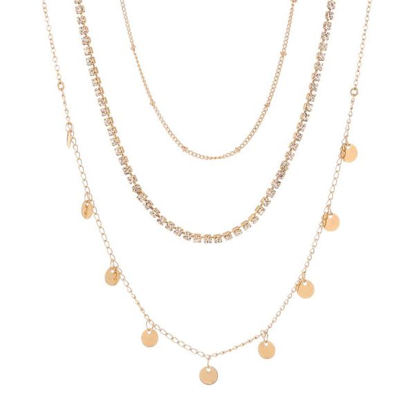 

chains krasivaya gold color 3 line necklace for women, Silver