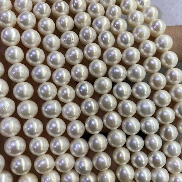

7-8mm round welfare freshwater semi finished pearl necklace, Silver