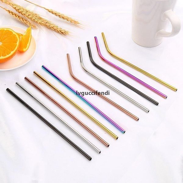 

quality drinking high 2020 304 stainless reusable steel straws metal straw with cleaner brush for mugs 20/30oz 08