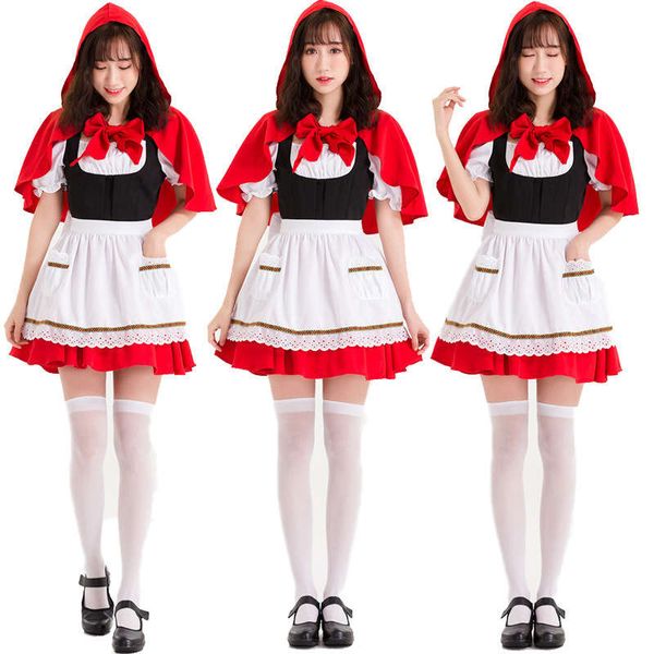 

halloween cosplay party dress little red riding hood nightclub queen costume, Black;gray