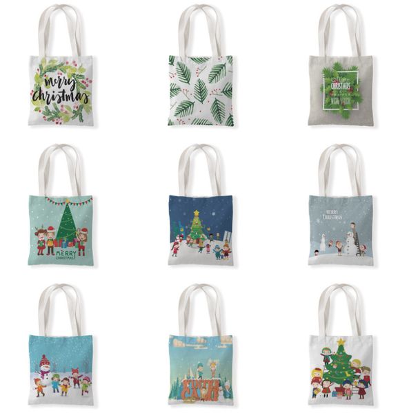 L'ultima dimensione 33X37 cm, albero di Natale e sacchetto regalo di Natale in stile familiare, shopping bag in tela con decorazioni natalizie, spedizione gratuita