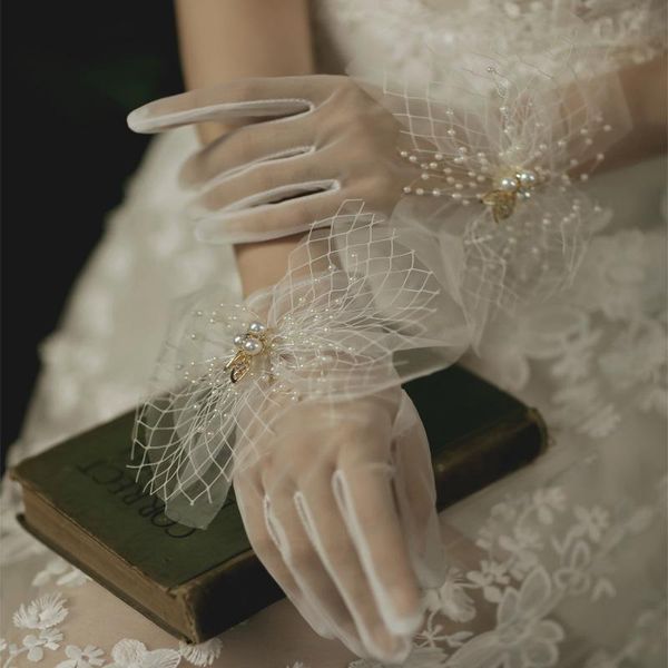 

sheer tulle gloves ultra thin gloves wrist home bridal wedding gloves p shooting accessory transparent finger glove h jllrha, White