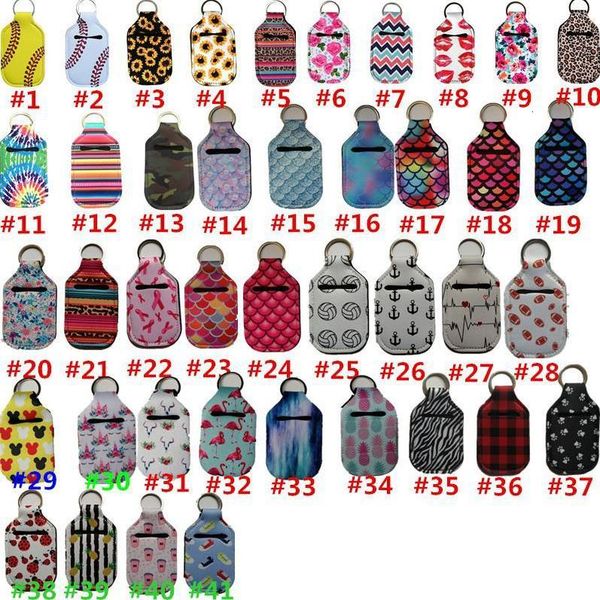 

66 styles 30ml hand sanitizer neoprene keychain mini bottle cover white color rectangle shape chapstick holderoutlet4jif