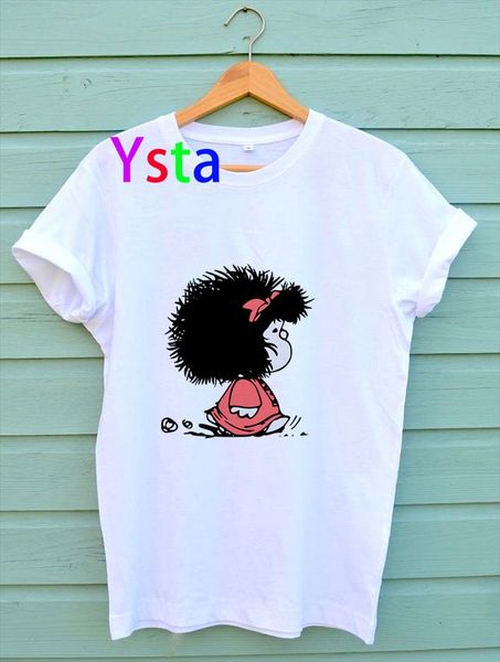 

милая тода мафальда мультфильм футболка женщины harajuku письмо печать с коротким рукавом мода kawaii творчество повседневная девушка street, White