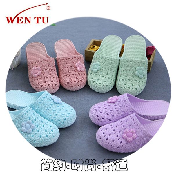 

vietnam wentu slipper mesh loophole hollowed out soft lady small fresh light summer autumn beach shoes home drag, Black