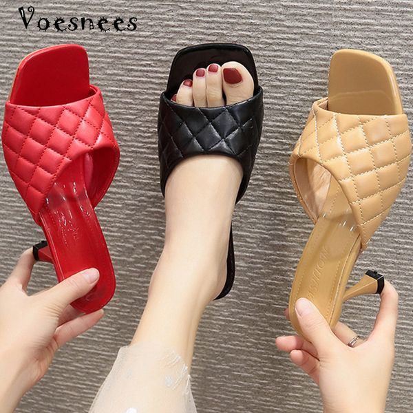 

voesnees women's shoes 2020 slipper female pu sandals summer new footwear 6.5cm high heels party shoes for women stiletto y1202, Black