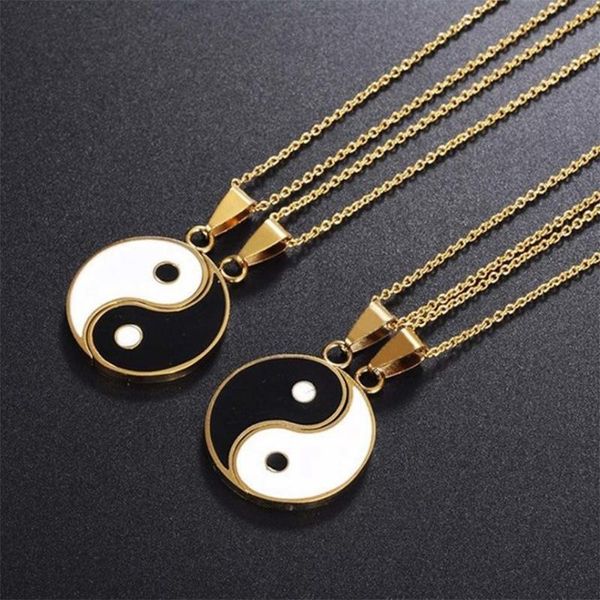 Anhänger Halsketten Indie Vintage Mode Legierung Yin Yang Puzzleteil Halskette Geburtstag Schmuck Geschenke für Paare oder Freunde Unisex