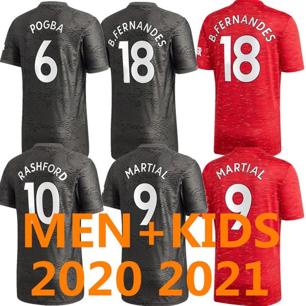 

manchester 2020 2021 football jersey van de beek b.fernandes jersey martial rashford men + kids, Black