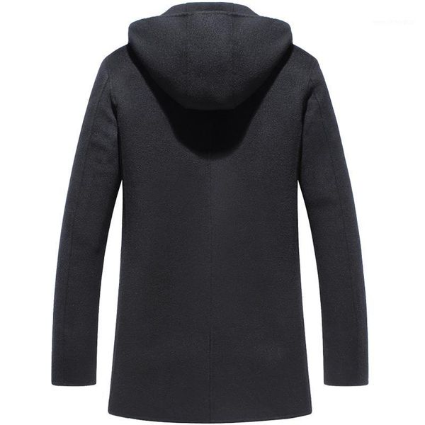 

men's wool & blends 100% coat men double-sided long jacket hooded overcoat mens coats and jackets casaco masculino 16011 kj24551, Black
