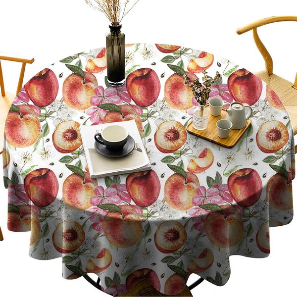 

wrinkle anti-fading round tablecloths exotic lively summer yard theme with ripe juicy fruits flowers botany and gardening
