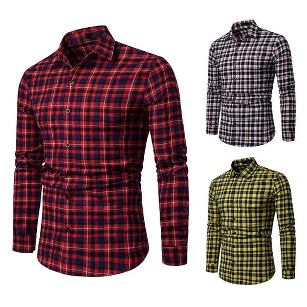 

men's casual shirts men business fashion plaid long sleeved single breasted male camisa masculina plus size, White;black