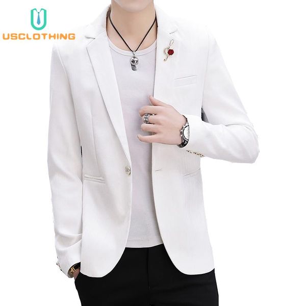 

new arrival luxury men blazer fashion cotton slim suit jackets coats masculino blazers men, White;black
