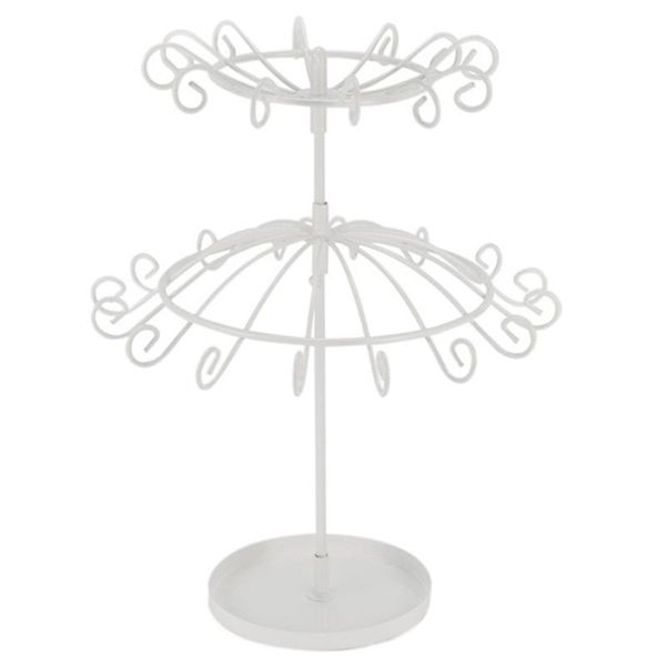 

jewelry pouches, bags fashion 2 tiers metal round rotating spin display stand earring holder rack tower, Pink;blue