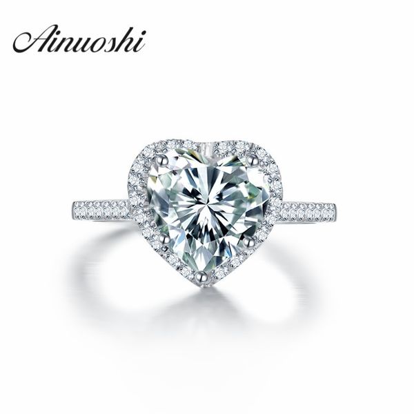 

2.5 carat heart cut nscd luxury wedding ring 925 sterling silver lover proposal halo bague jewelry micro bridal wedding ring y200106, Slivery;golden