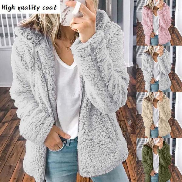 

coat winter women faux fur coat jacket thick warm fake fleece jacket fluffy jackets plus size 2xl overcoat1, Black