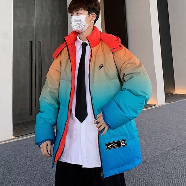 

мужские моды вниз пальто женские градиент длинный стиль вниз пальто 2020 зима новая мужская толстая пальто крюк принция повседневные мужчины, Black