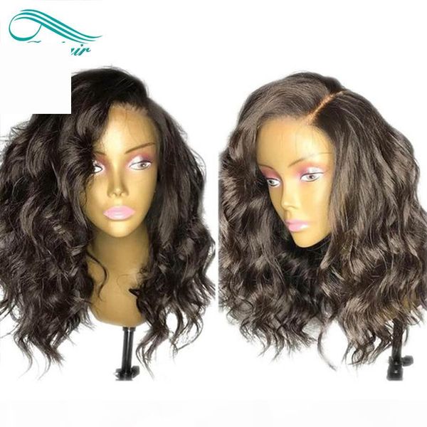 

short bob curly lace front human hair wigs pre plucked hairline brazilian virgin human hair full lace wig bleached knots bythair, Black;brown
