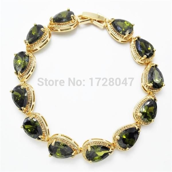 

sell olive gold color water drop crystal bracelet & bangle made with zircon,crystal jewelry, Black