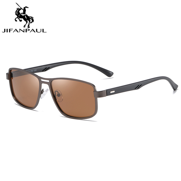 

sunglasses jifanpaul brand men's uv400 polarized square metal frame fishing driving travel unisex, White;black