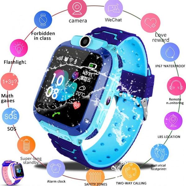 

pink blue q12 детские умные часы предотвращения заблуждения безопасный gps трекер sos вызов не водонепроницаемый для android для ios sqcifc