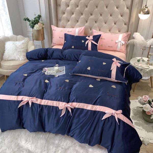 

sweat heart duvet cover pillowcase flat fitted bedspread bedding set 4 pcs bed linen  king size home textile luxury1
