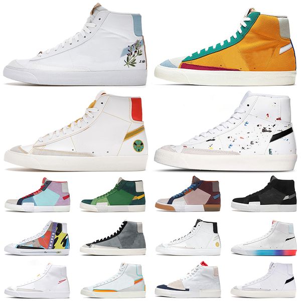 

blazer mid 77 vintage designer sneakers men women casual shoes white black mosaic snakeskin deep royal paint splatter raygun sport trainers