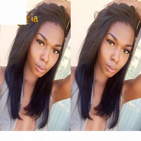 

unprocessed indian malaysian bob straight wig full lace human hair wig with baby hair brazilian peruvian lace front wig for black women, Black;brown