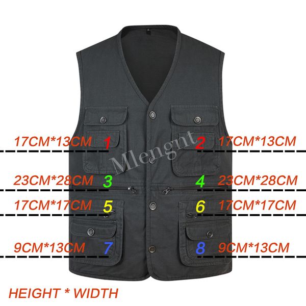 

classic summer men vest cotton button multi pocket 3 colors sleeveless jacket with many pockets solid big size travel waistcoat lj201221, Black;white