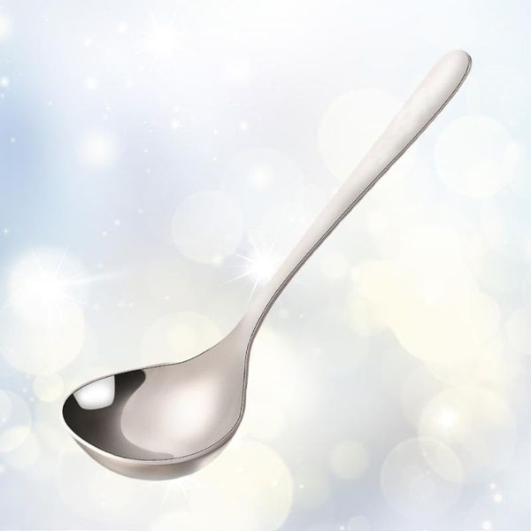 

304 stainless steel soup spoon pot spoon long handle sauce home kitchen cutlery (silver, 17.5cm)1