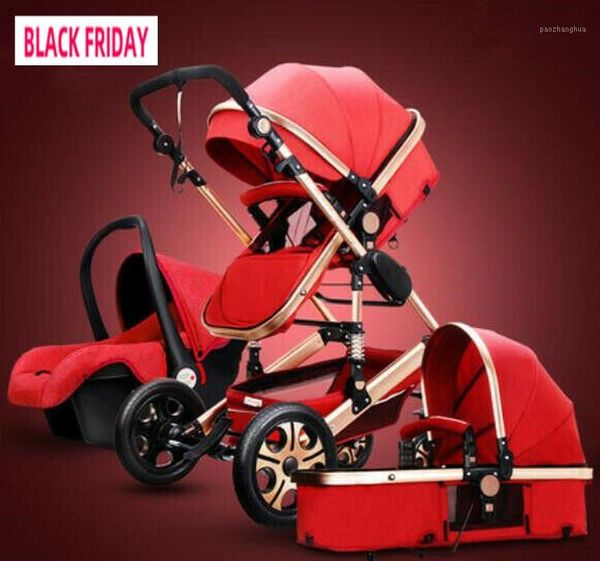 

baby stroller 3 in 1 carriage high landscape pram foldable pushchair & car seat1
