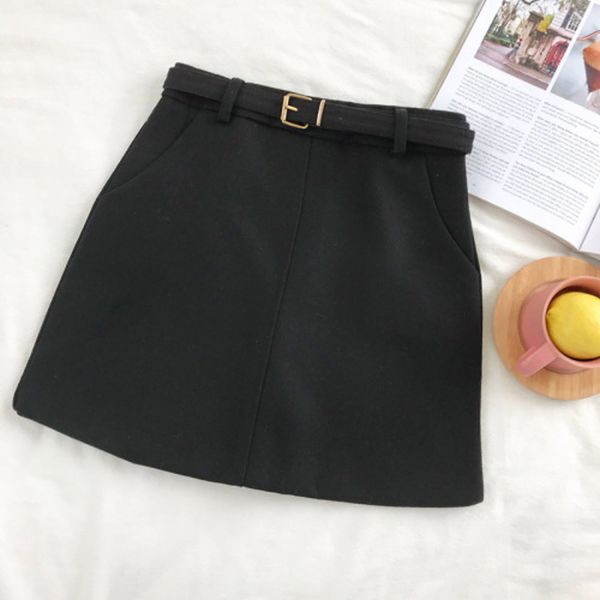 

gagarich solid high waist skirt women 2020 autumn winter new korean style solid a-line skirts q1209, Black