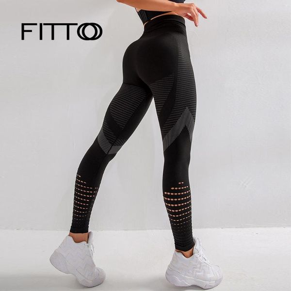

fittoo gym seamless high waist leggings tights women workout breathable fitness clothing female stretchy training pants, Black