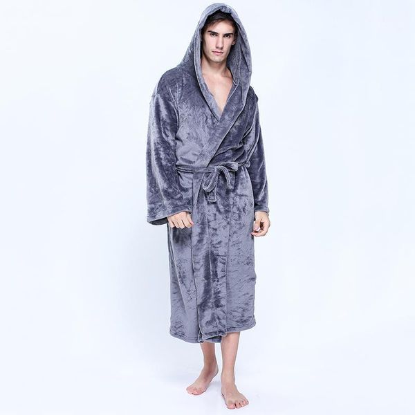 

men winter plus size long coral fleece bathrobe warm flannel bath robe men cozy robes night sleepwear winter male dressing gown1, Black;brown