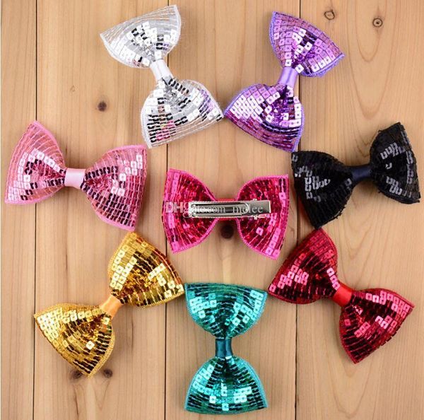 

factoryeq4cins sequin new embroidery bows 3inch with clip for baby girls christmas gifts kids hair diy accessories 19colors choose