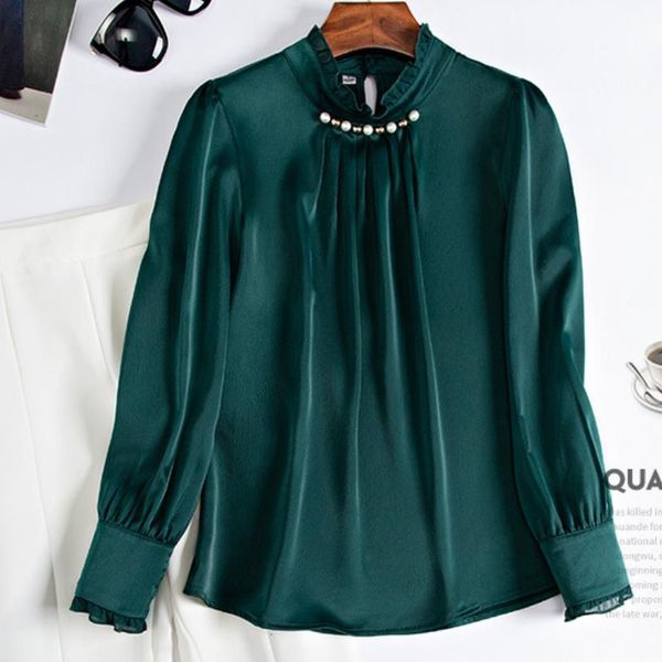 

Female 2021 New Fashion Satin Chiffon Get Collar Women Plus Size 5xl Shirt Settlement Vgv7, White