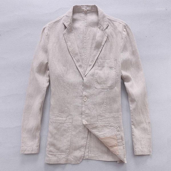

2021 new style british trend linen jacket men casual suit 100% flax brand clothing business suits men fashion blazer masculino1, White;black