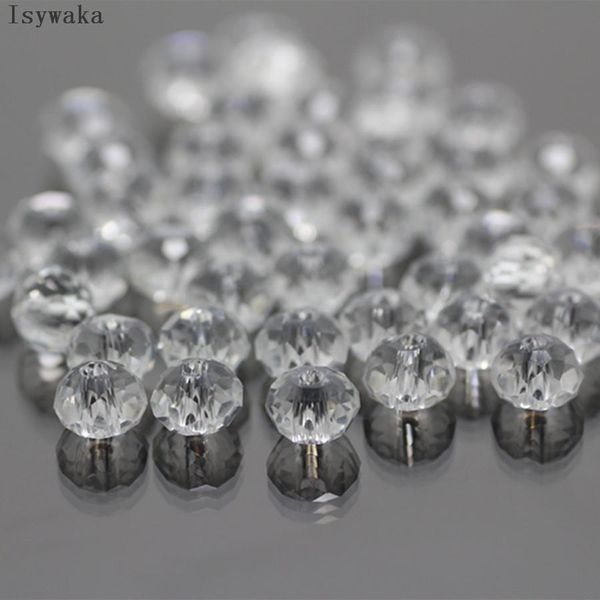 

isywaka white multicolor 4*6mm 50pcs rondelle austria faceted crystal glass beads loose spacer round beads for jewelry making wmtran