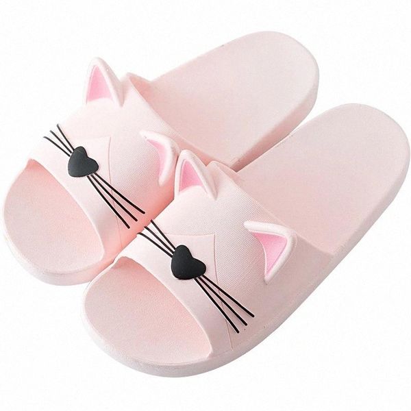 

women summer shoes cartoon slippers slides non slip women men flats slippers soft bottom bath home indoor drop shipping #ra2i, Black