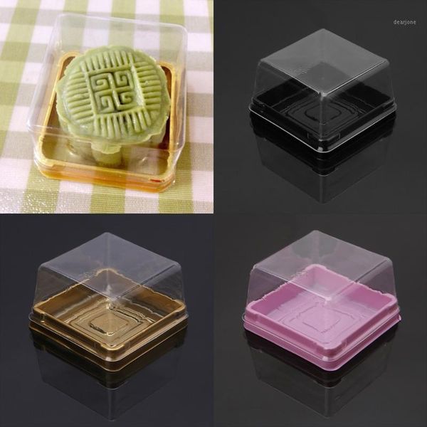 

80g square moon cake trays mooncake packaging box container holder with covers egg-yolk puff boxes 50 sets1
