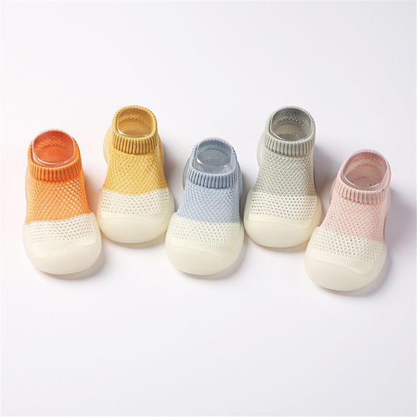 

baby floor shoes first walkers baby girl boy kids soft rubber sole kids cotton sock shoe knit booties anti-slip toddler lj201104, Black;grey