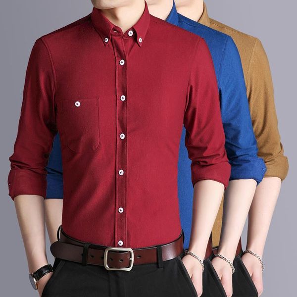 

designer spring and autumn corduroy long sleeve shirt cotton men's casual stripe shirt coat inch shirt black friday 2021 deals, Tan;black