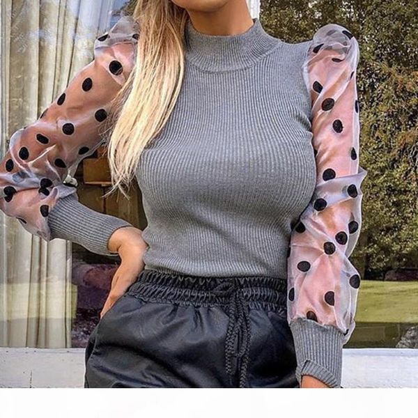 

womens designer panelled pullover sweater puff sleeve high collar fashion spring autumn clothing womens casual sweater, White;black