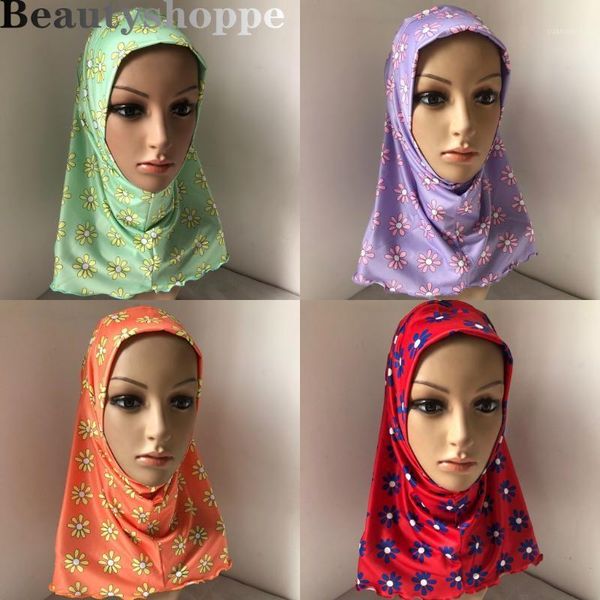 

new floral prined under scarf hat cap bone bonnet turban hijab islamic head wear neck cover muslim hats1, Red