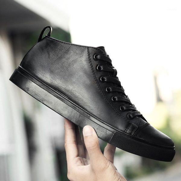 

men genuine leather boots fashion winter warm cotton snow boots outdoor men ankle lace up shoes footwear shoes s51, Black