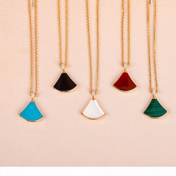 

2020 luxurious quality fan shape pendant necklace in five different color nature stone for women wedding jewelry gift ps8099, Silver